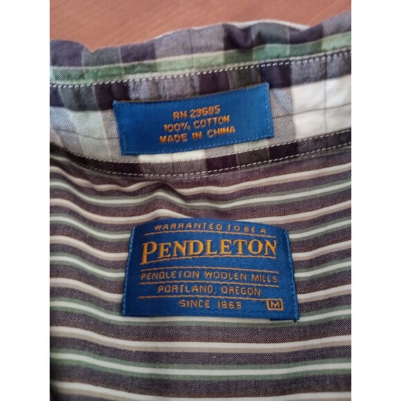 Pendleton Button Down Shirt Mens Medium Plaid Check Long Sleeve 100% Cotton - Picture 4 of 9